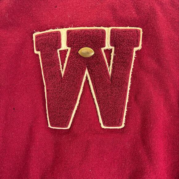 True Vintage 60s Wisconsin Badgers Varsity Letterman Wool Leather Sleeve Jacket - Picture 11 of 16